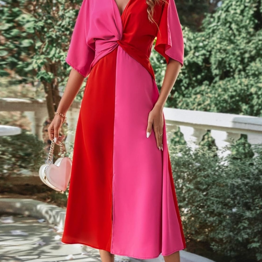 Vibrant Colorblock Midi Dress